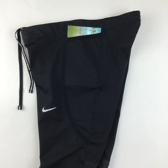 Nike Tech Capri womens leggings running XS black mesh pockets knee 3/4 mid rise - Picture 8 of 15